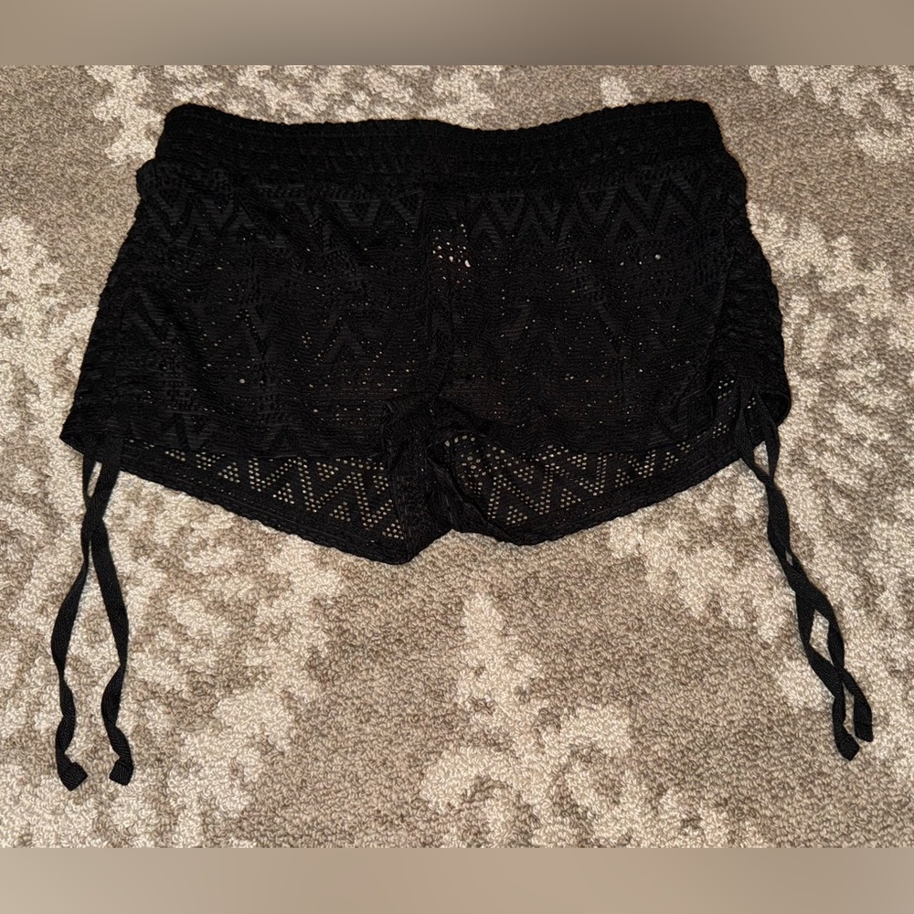 Islander Black Lace Shorts with Drawstring🖤